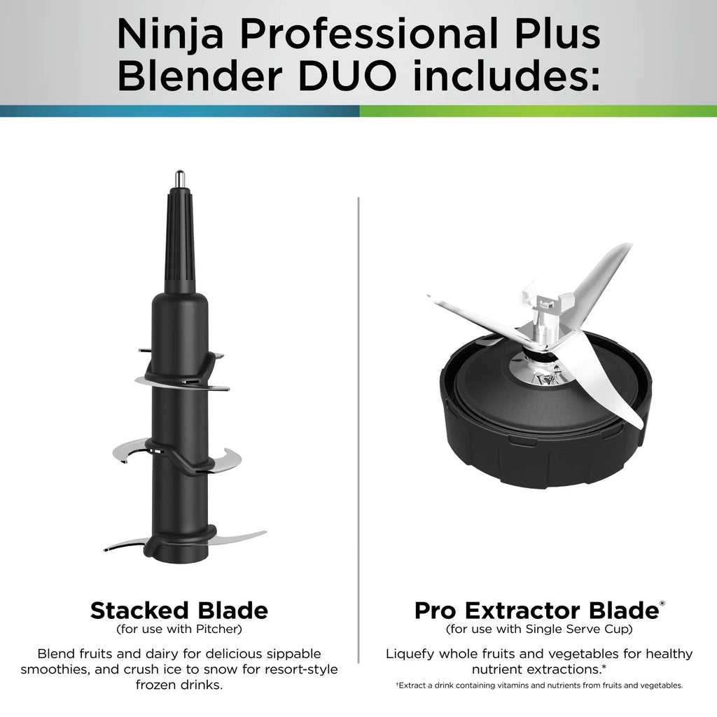 2026 NewNinja Professional Plus DUO Blender, 1400 W, 2 Auto-IQ Programs for Smoothies, Nutrient Extraction, 72 oz* Total Crushing Pitcher & (1) 24 oz To-Go Cup, Black, BN750