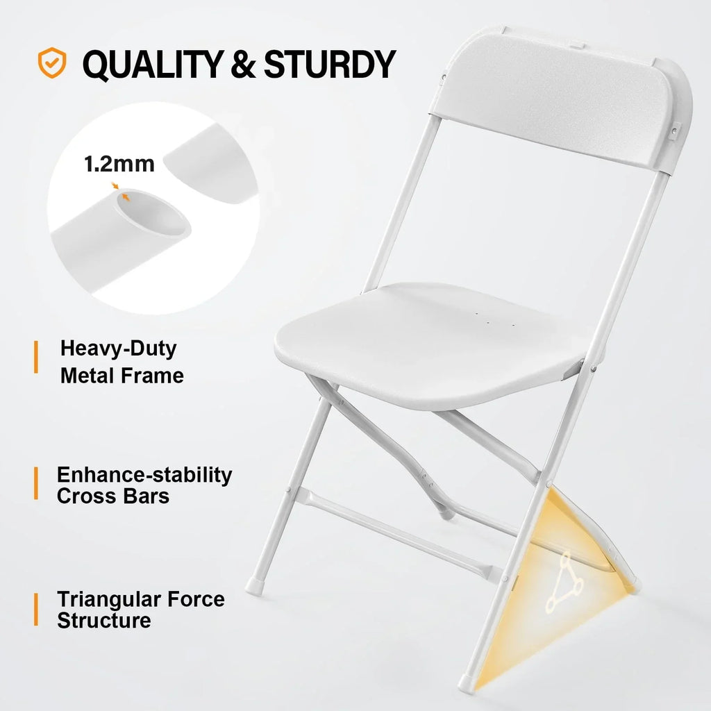 2026 NewVINGLI 10 Pack White Plastic Folding Chair, Indoor Outdoor Stackable Seat