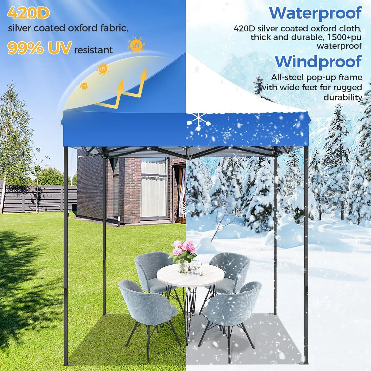 2026 NewSANOPY 6.6 x 6.6 FT Pop Up Canopy Tent, Heavy Duty Canopy Easy Set up All Weather Waterproof Outdoor Canopy Tent for Parties, Beach, Garden, Camping with 1 Handbag, 3 Adjustable Heights, UPF50+