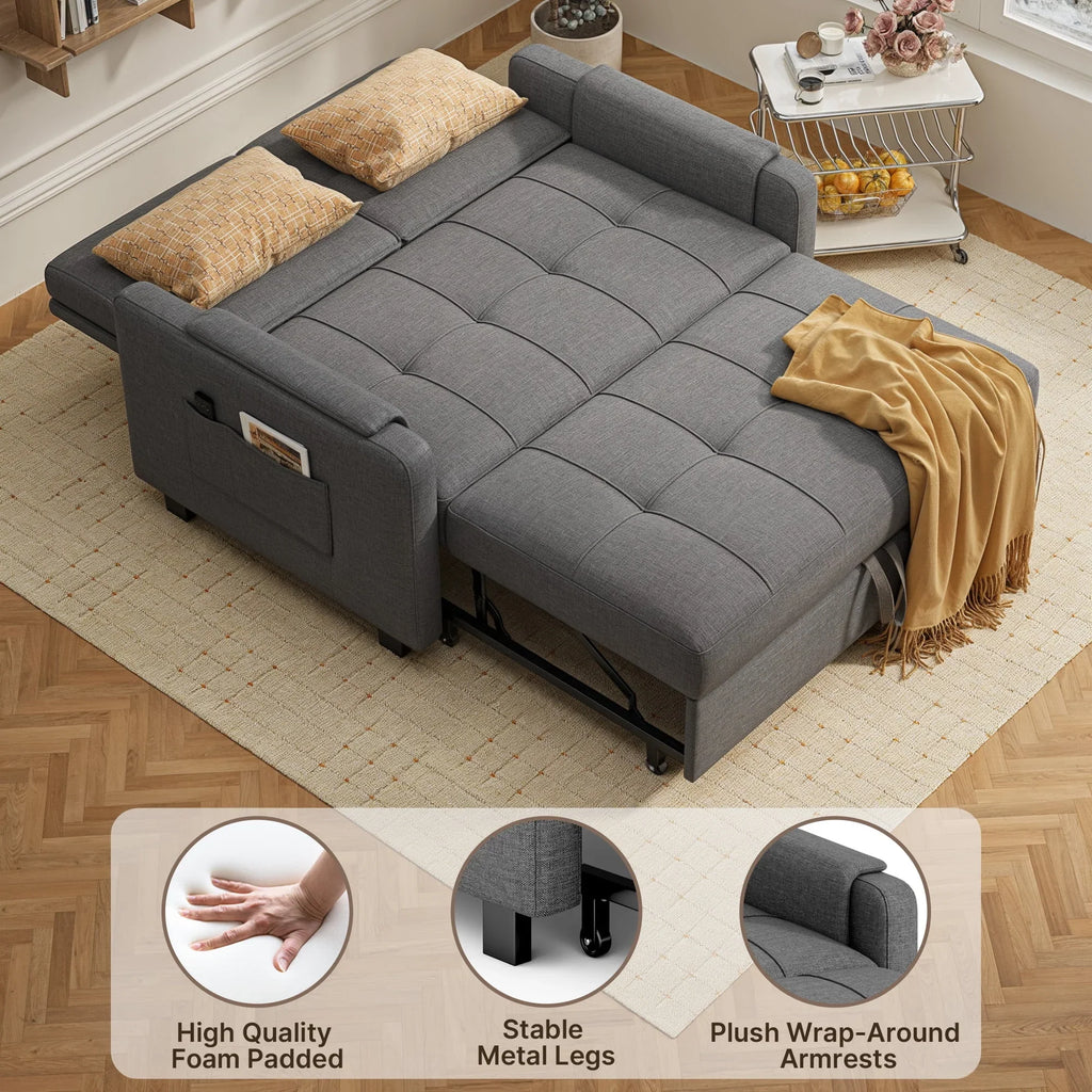 2026 NewSofa Bed, Lofka 3-in-1 Convertible Sleeper Sofa with Storage, Adjustable Backrest & Pull Out Function - Sleeper Chair for Small Space, Apartment, Dark Grey