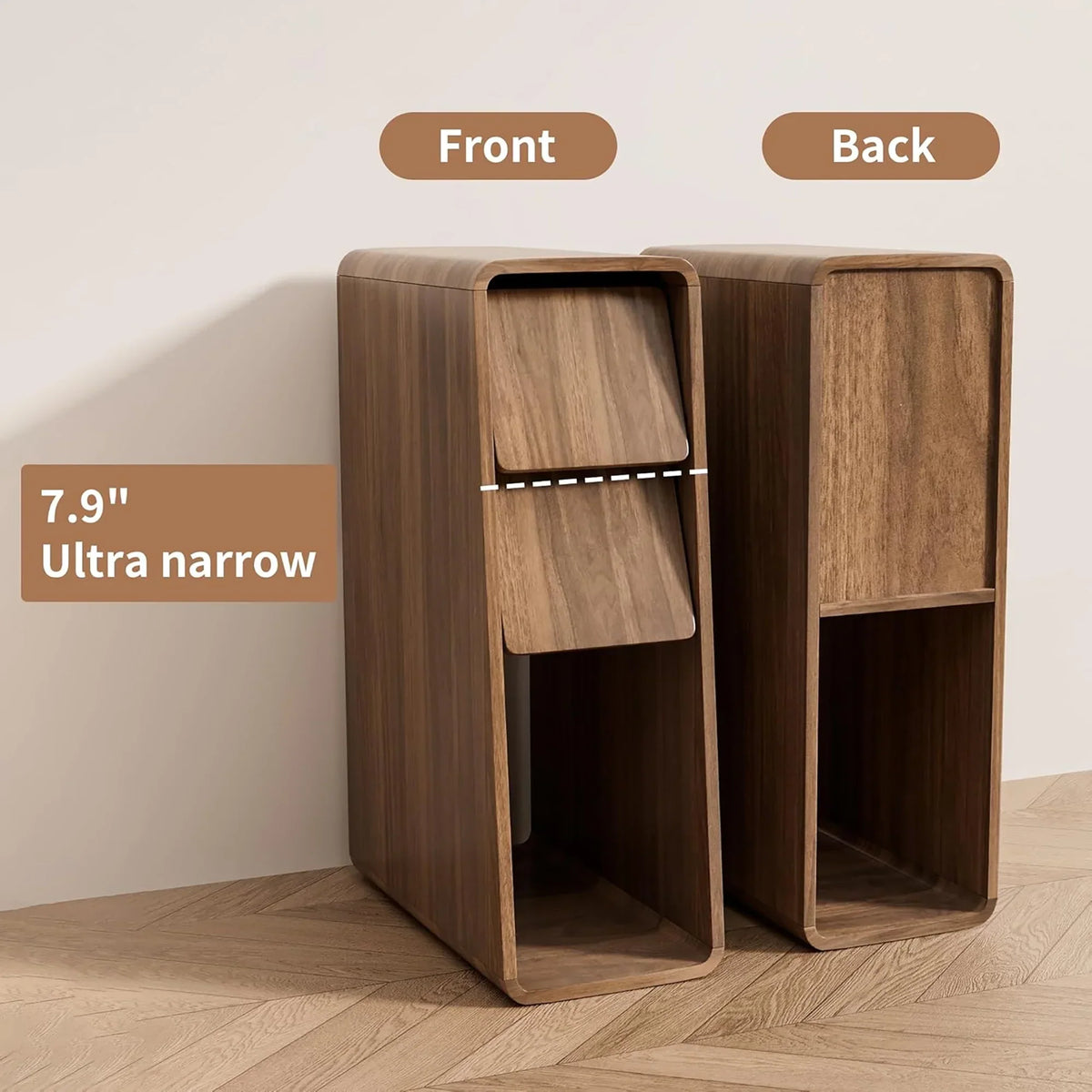 2026 NewNarrow Nightstand Set of 2 with Drawers, Fluted Slim Side End Table with Storage for Small Spaces