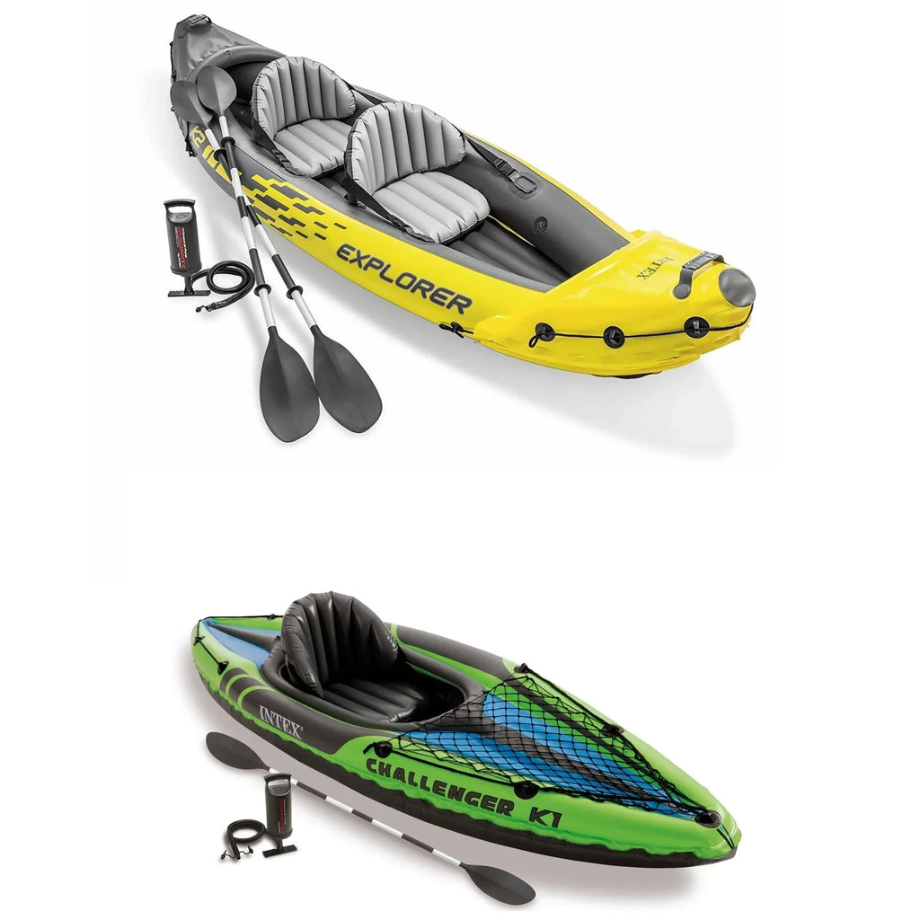 2026 NewIntex 2-Person Inflatable Kayak with Oars, Pump & 1-Person Inflatable Kayak