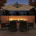 2026 NewCostway 10 FT Solar Offset Hanging Umbrella Patio Cantilever Umbrella with 32 LED Lights Brown