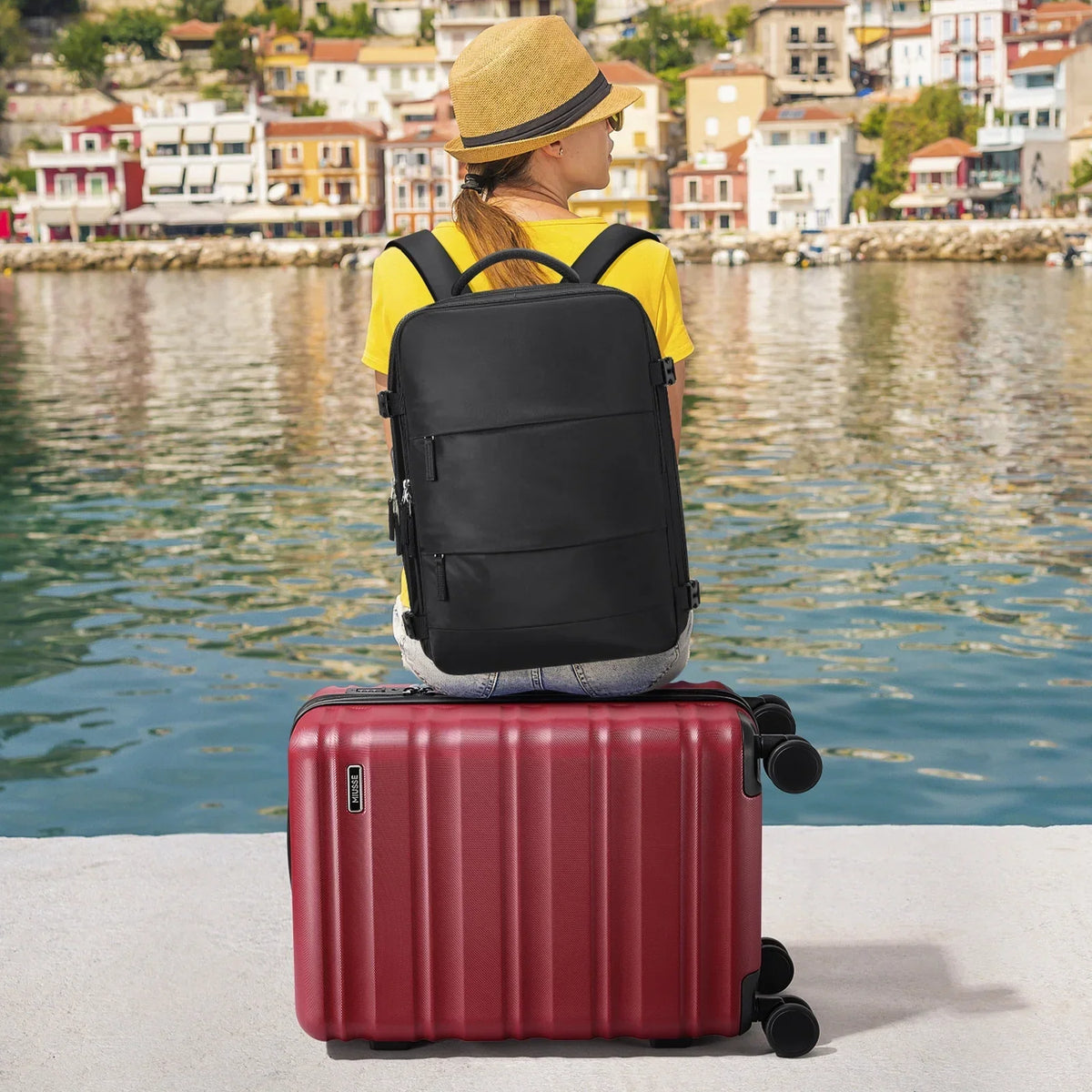 2026 NewMIUSSE Luggage Sets 3 Piece, 20 Inch Carry On Luggage with Wheels, 100% PC Hardshell Suitcase with TSA Lock, Carry On Suitcases Airline Approved With Travel Backpack for Men Women