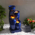 2026 NewTeamson Home 28.74" Solar Water Fountain with LED Lights, Navy