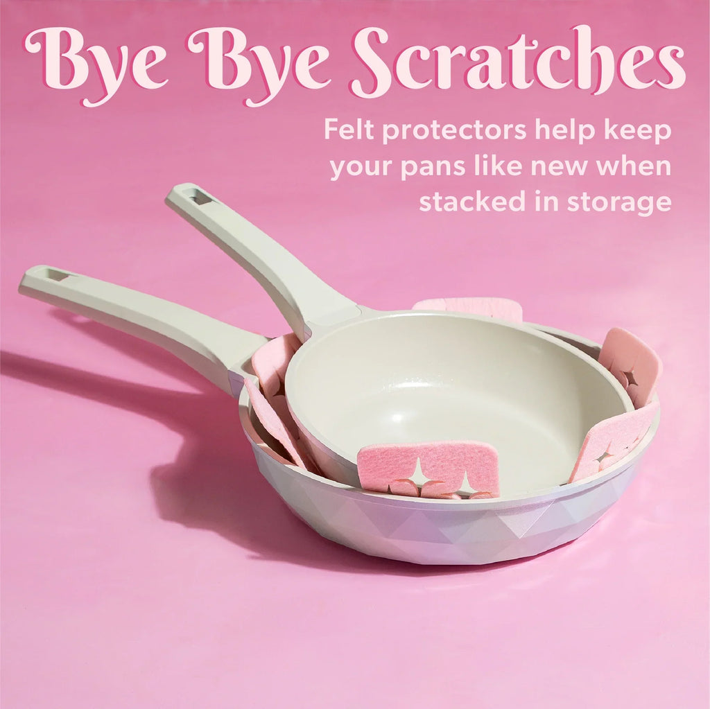 2026 NewParis Hilton 10-Piece Ceramic Nonstick Cast Aluminum Cookware Set, Clean Ceramic Coating, Faceted Pink Design