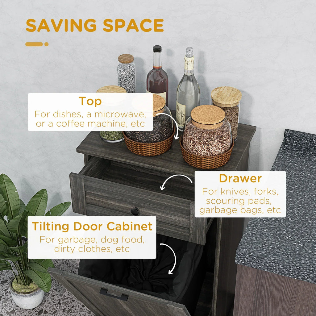 2026 NewHOMCOM Kitchen Tilt Out Trash Bin Cabinet, Free Standing Recycling Cabinet