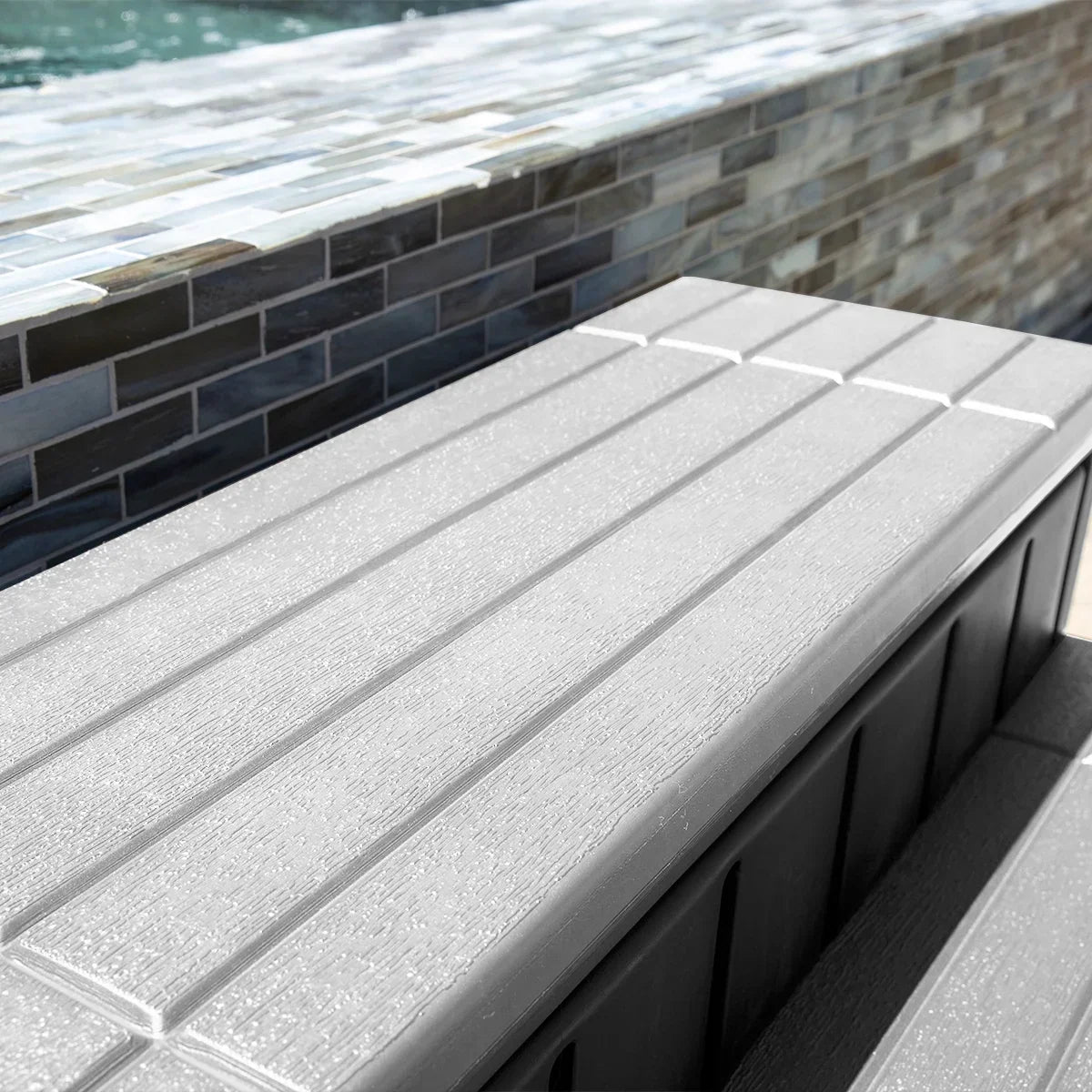2026 NewXtremepowerUS Hot Tub Steps With Storage, Spa Step, 36" Length, Camper/Deck Steps, Anti-Slip Brown