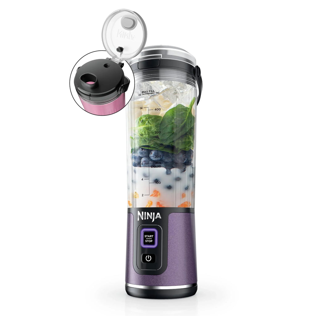2026 NewNinja Blast Portable Blender, Cordless, 18oz. Vessel, Personal Blender for Shakes & Smoothies, BPA Free, Leakproof Lid & Sip Spout, USB-C Rechargeable, Dishwasher Safe Parts, Metallic Purple,