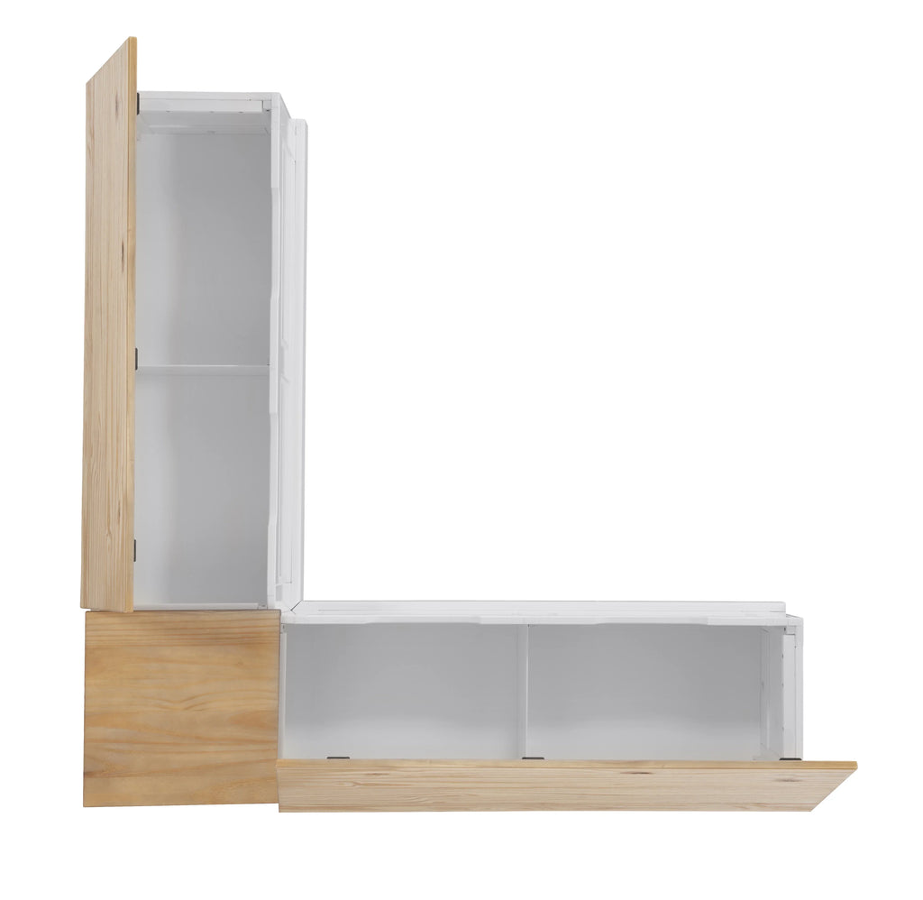 2026 NewLinon Romero Backless Corner Nook with Storage, 5-Piece Cushion Set, Natural/White/Beige