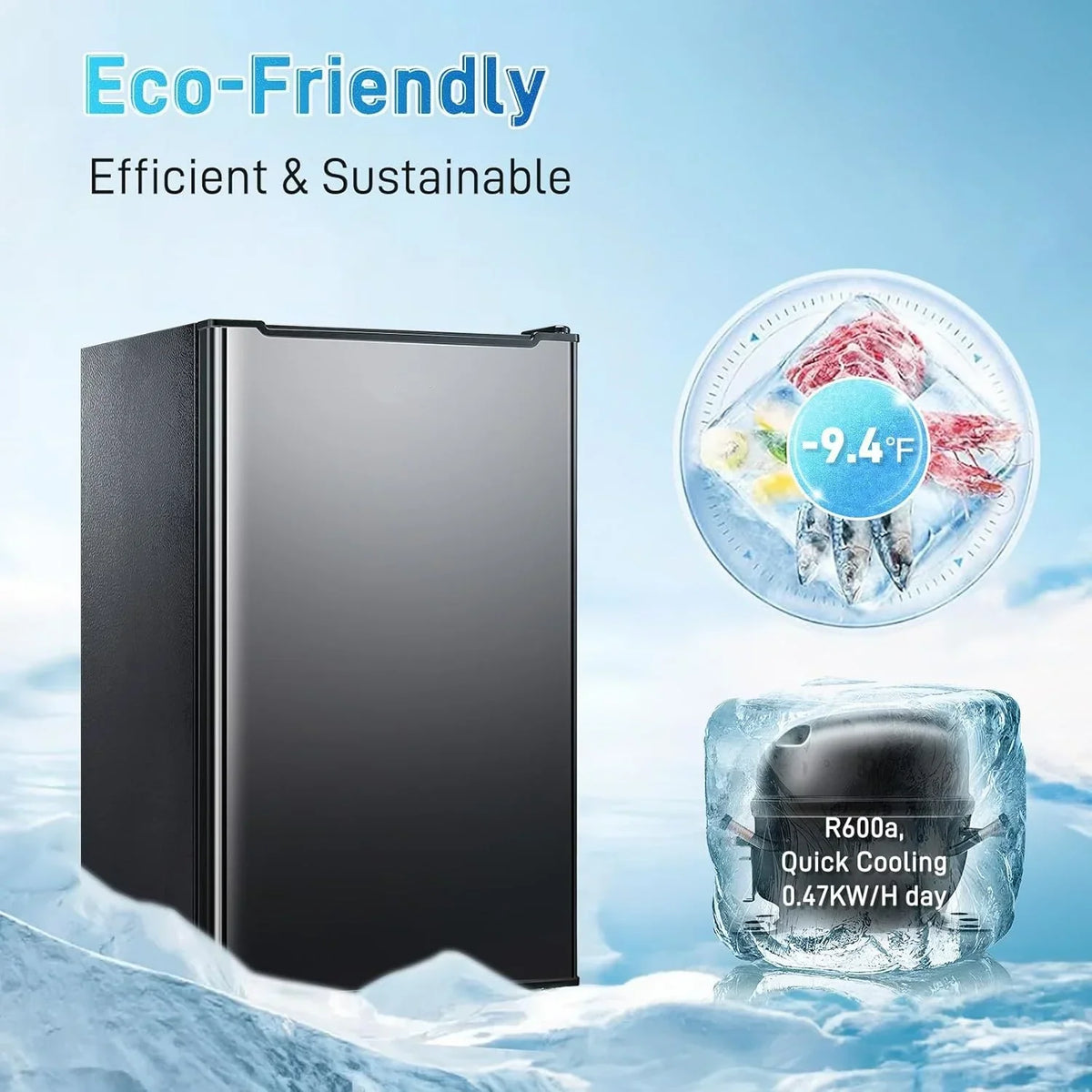 2026 NewUpright Freezer, 3.0 Cu.ft Compact Upright Freezer with Adjustable Thermostat, Mini Freezer with Reversible Stainless Steel Single Door, Silver