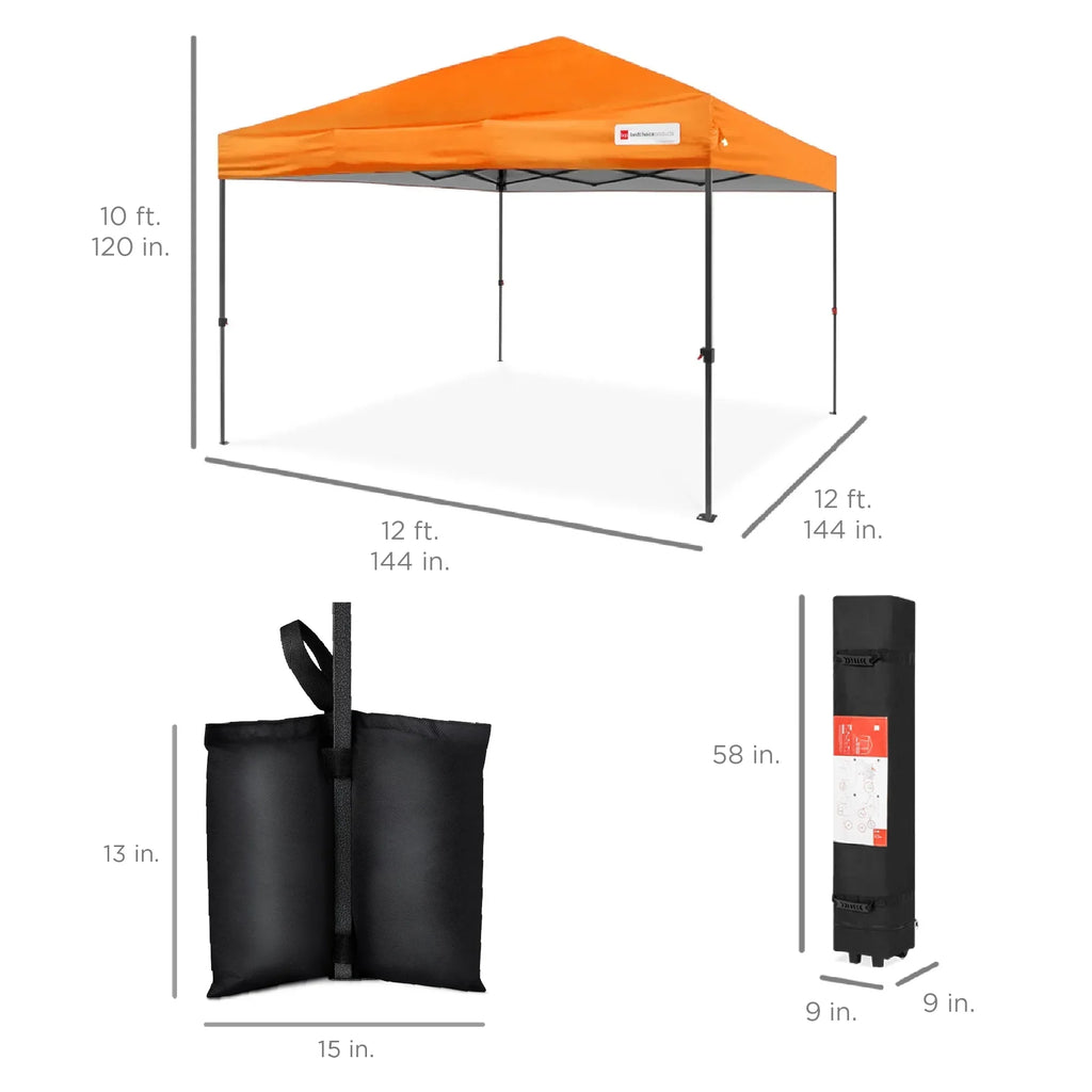 2026 NewBest Choice Products 12x12ft Easy Setup Pop Up Canopy w/ 1-Button Setup, Wheeled Case, 4 Weight Bags - Navy Blue