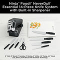 2026 NewNinja NeverDull 14-Piece Stainless Steel Essential Knife System with Built-in Sharpener, K12014 Black/Gray