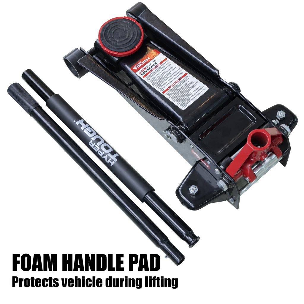 2026 NewHyper Tough 3 Ton Floor Jack with Dual Pump - Black
