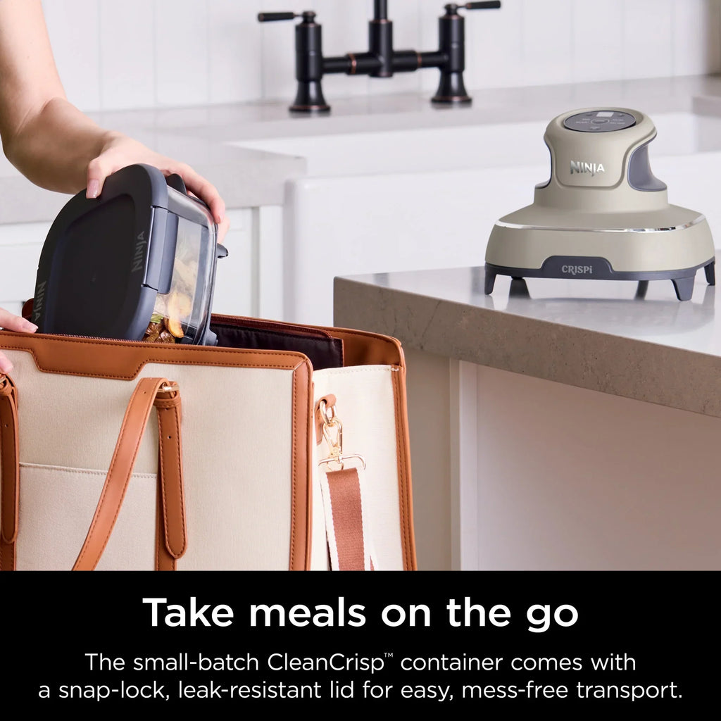 2026 NewNinja Crispi 4-in-1 Portable Glass Air Fryer Cooking System, 4-Qt & 6-Cup Containers, Cyberspace