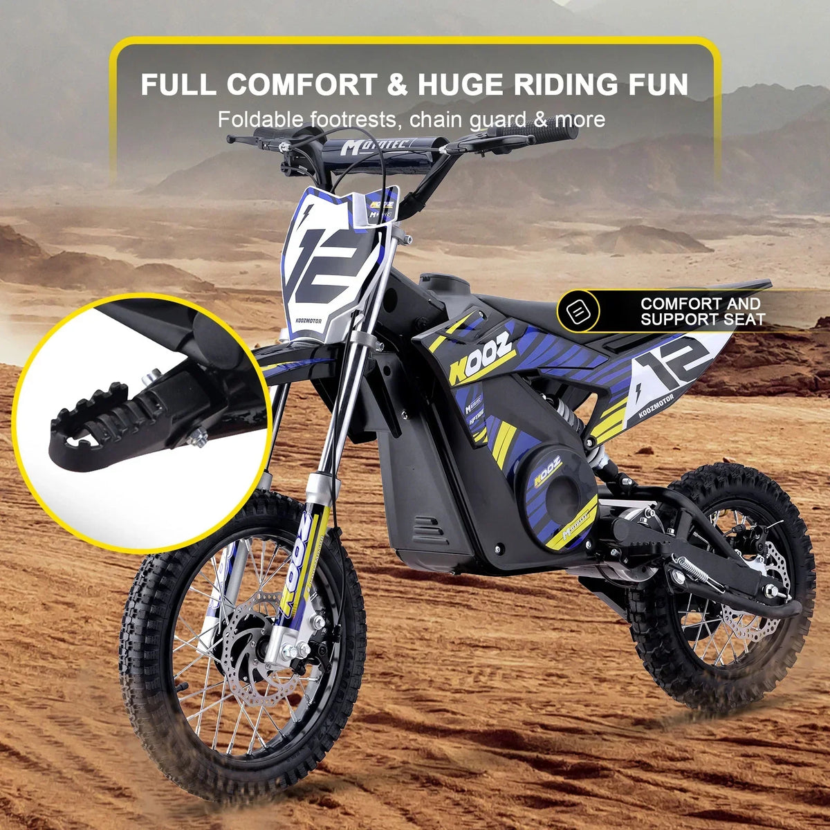 2026 NewMotoTec 36v 1000w (HP112E) Electric Dirt Bike Blue