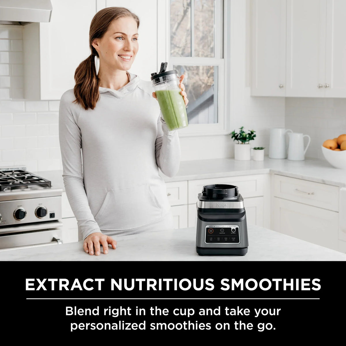 2026 NewNinja Professional Plus DUO Blender, 1400 W, 2 Auto-IQ Programs for Smoothies, Nutrient Extraction, 72 oz* Total Crushing Pitcher & (1) 24 oz To-Go Cup, Black, BN750