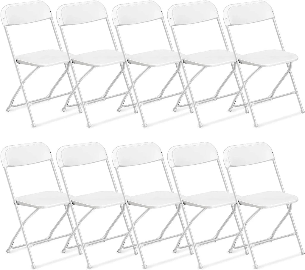 2026 NewKtaxon 10 Pack Commercial Plastic Folding Chairs Stackable Wedding Party Chairs for Adults, White