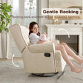 2026 NewRoyalcraft Swivel Nursery Glider Recliner, Comfy Upholstered Glider Chair with Lumbar Pillow and Footrest, Beige