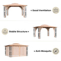 2026 NewLAUSAINT HOME Patio Gazebo 13'x11',Heavy Duty Gazebos Shelter Party Tent with Double Roofs, Mosquito Nettings for Backyard, Garden, Lawn,(Khaki)
