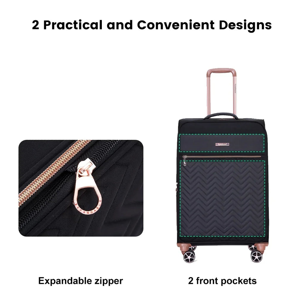 2026 NewTravelhouse 4 Piece Luggage Set Softside Expandable Lightweight Suitcase with Double Spinner Wheels.(Black)