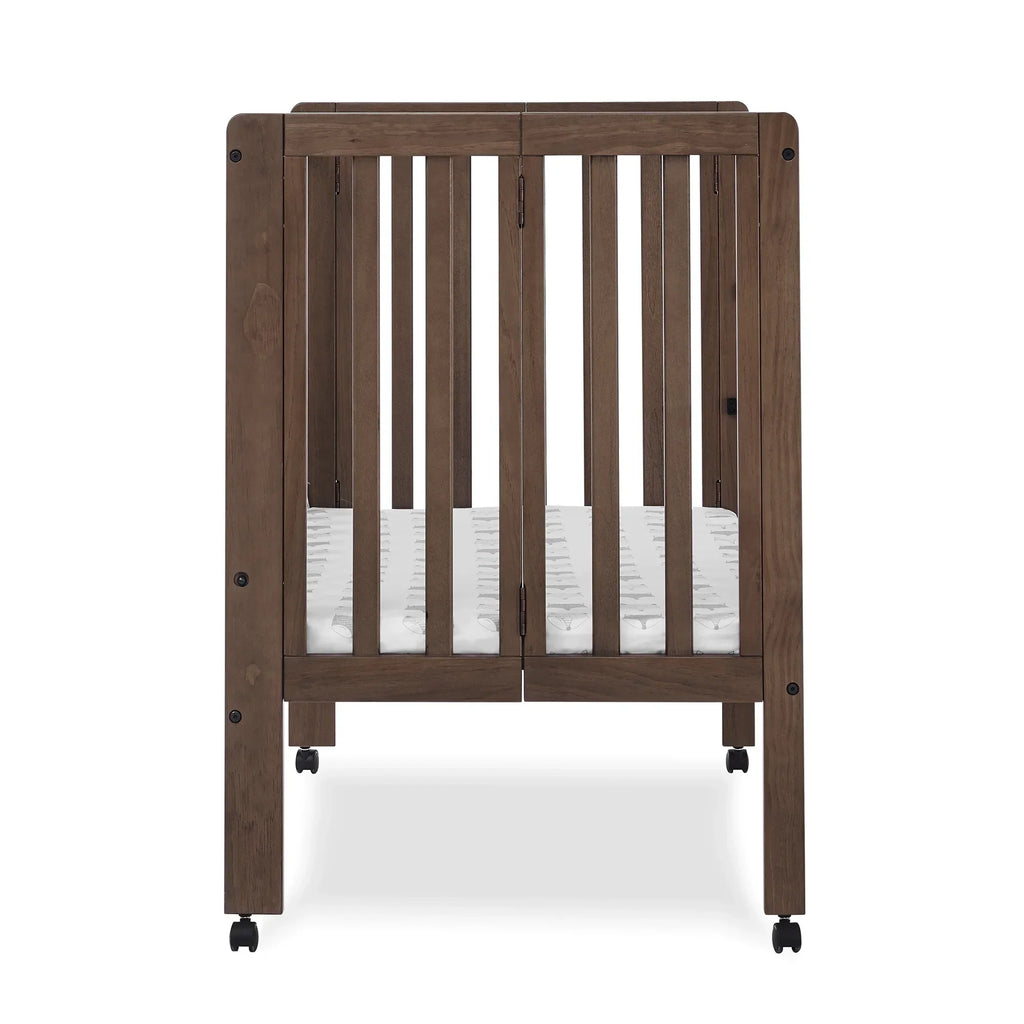 2026 NewDelta Children Lee Portable Folding Mini Crib with 1.5-Inch Mattress - Greenguard Gold Certified, Bianca White