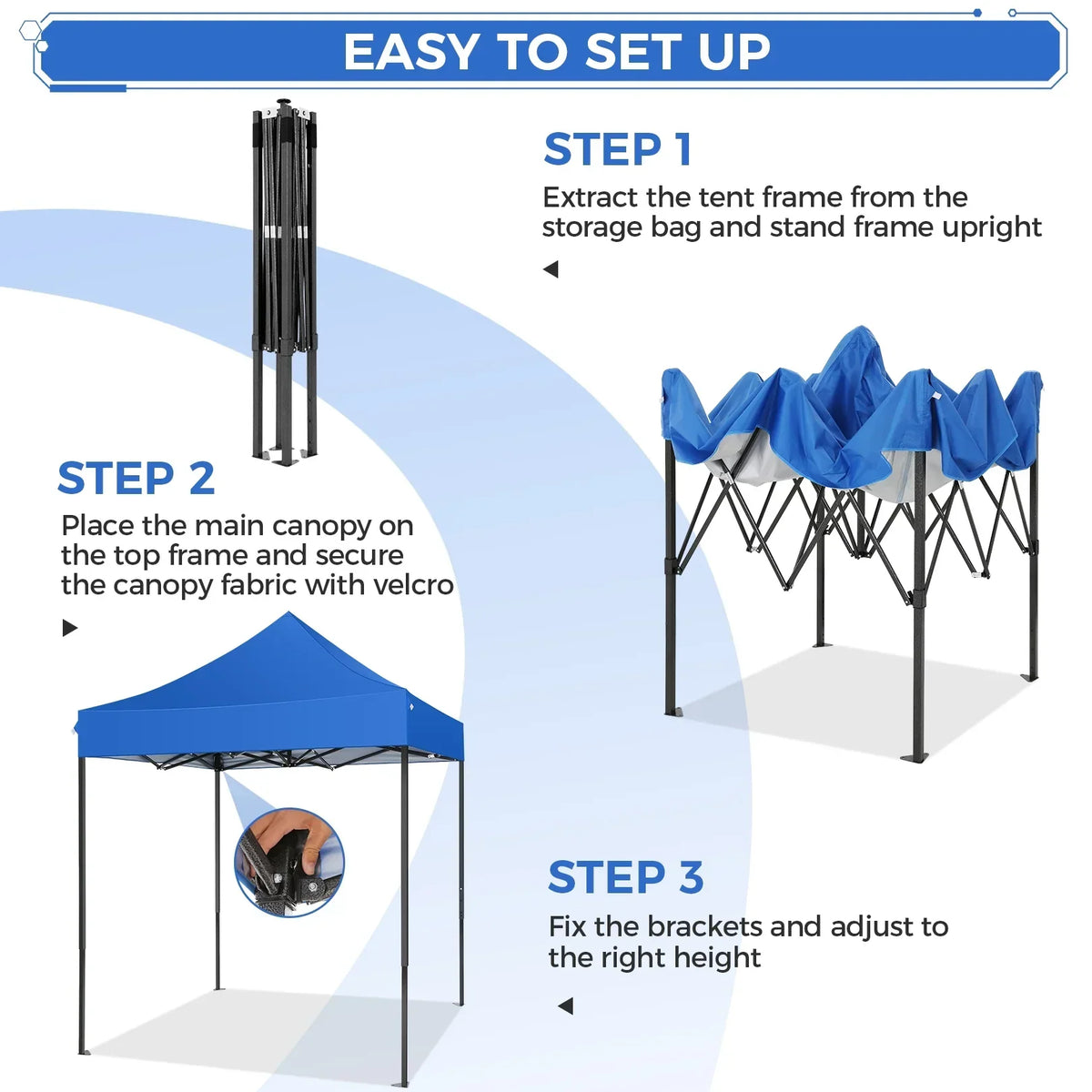 2026 NewSANOPY 6.6 x 6.6 FT Pop Up Canopy Tent, Heavy Duty Canopy Easy Set up All Weather Waterproof Outdoor Canopy Tent for Parties, Beach, Garden, Camping with 1 Handbag, 3 Adjustable Heights, UPF50+