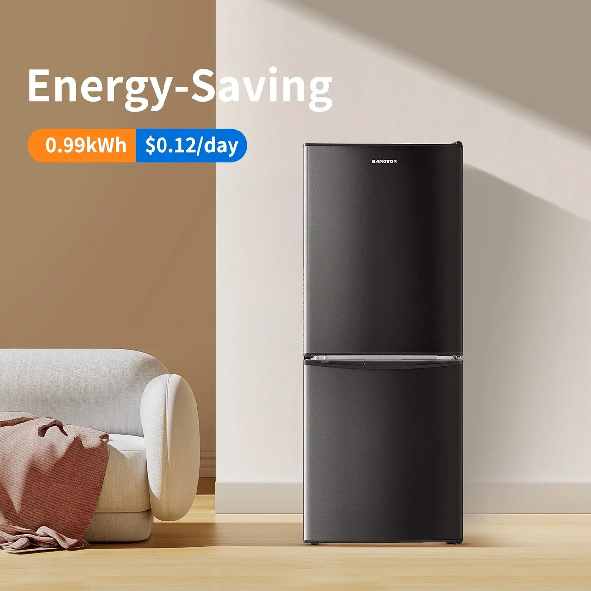 2026 NewBANGSON 4.0 Cu.ft Small Refrigerator with Freezer,2 Door, Small Fridge with Freezer with Bottom Freezer,Silver