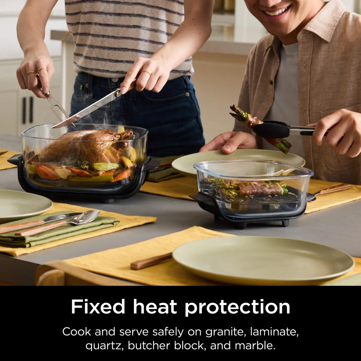 2026 NewNinja Crispi 4-in-1 Portable Glass Air Fryer Cooking System, 4-Qt & 6-Cup Containers, Cyberspace