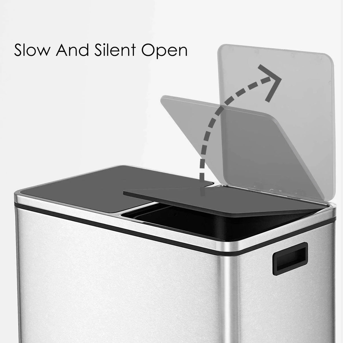 2026 NewLAZY BUDDY Dual Garbage Can, Stainless Steel 16 Gallon Step Kitchen Trash Can with Soft-Close Lid, Double Compartment Garbage Recycling Bin