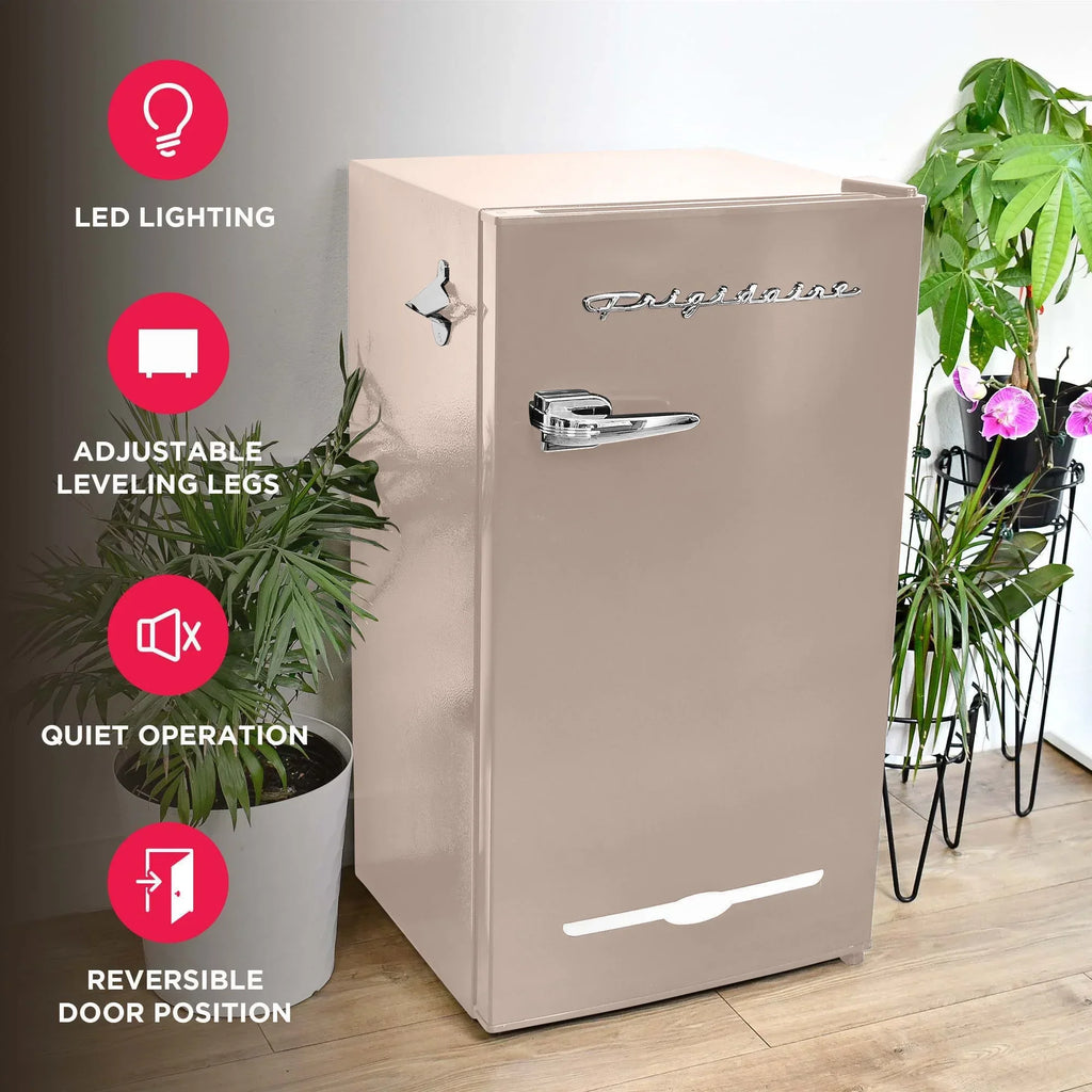 2026 NewFrigidaire EFR376-C-PINK 3.2-Cu.-Ft. 65-Watt Retro Bar Fridge with Side Bottle Opener (Pink)