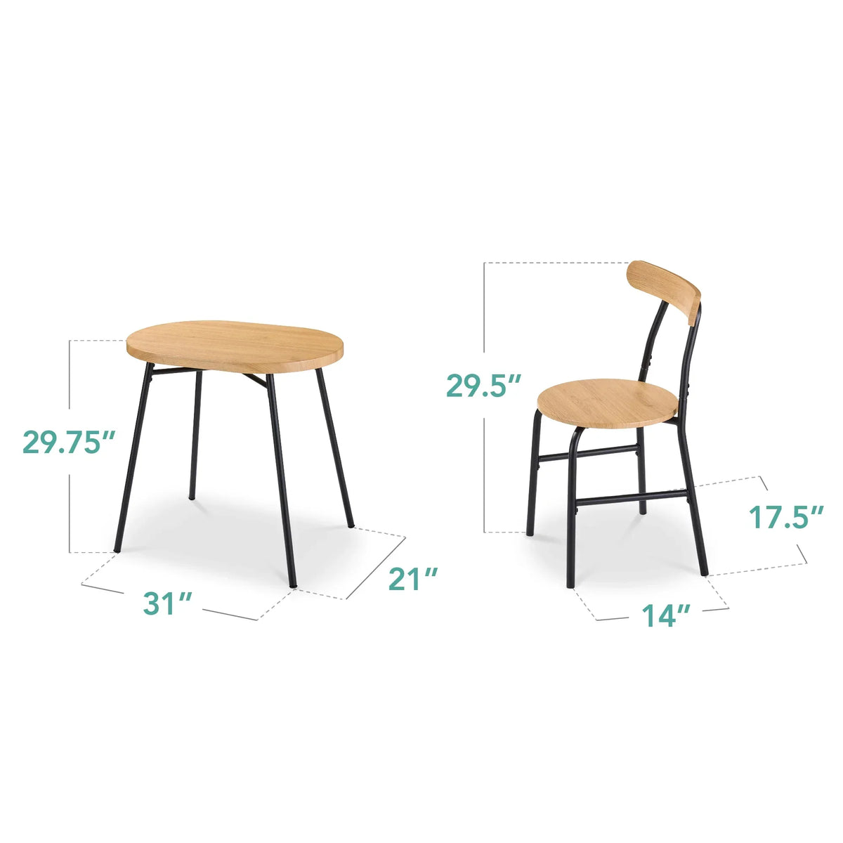 2026 NewBest Choice Products 3-Piece Modern Oval Dining Table Set, Small Kitchen Dinette w/ 2 Chairs - Black/Black
