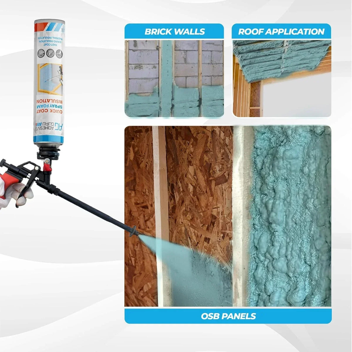 2026 NewAdhesive Guru Spray Foam Insulation Kit (18 x 32.80 oz/930 gr - 360 Board feet), Self-Expanding Adhesive Foam, Closed Cell Heat Insulation & Acustic Spray with Cleaner and Dispensing Gun- 18 Pack