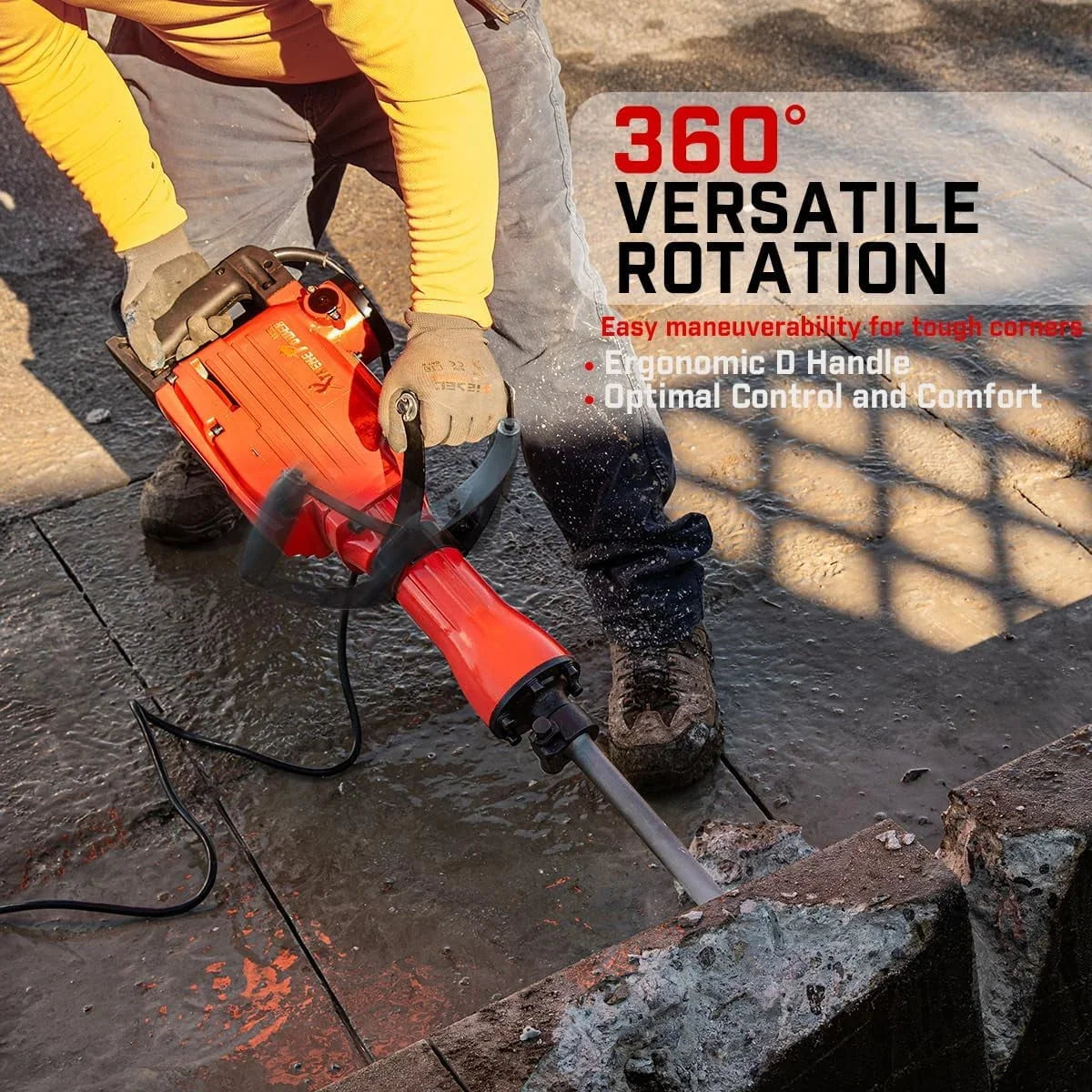 2026 NewXtremepowerUS Demolition Jack Hammer Heavy Duty, 2200W Electric Jackhammer With Scraping Chisel, 1800BPM Power Drill Concrete Breaker Bar Point & Chisel Bits Chisel Set, Red