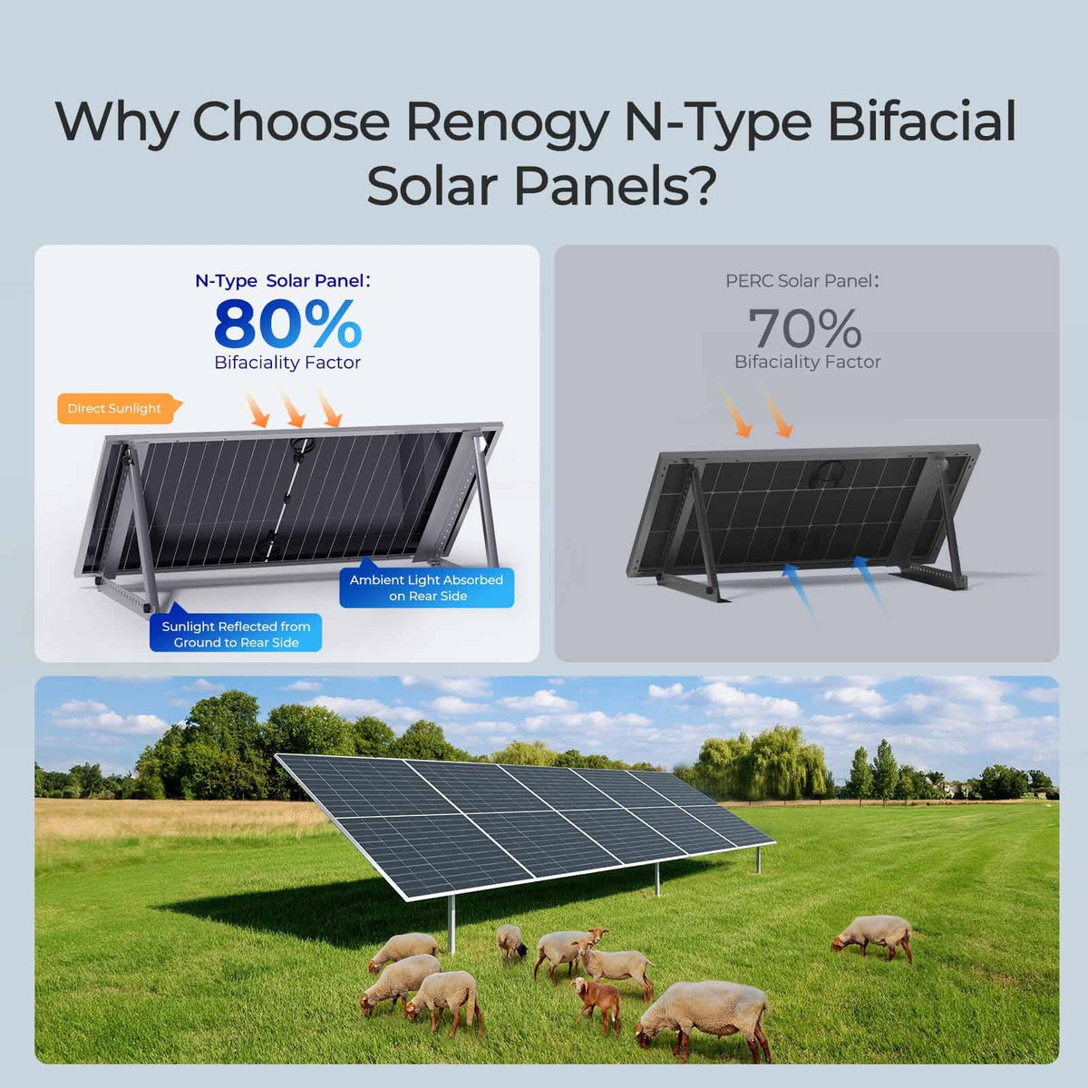 2026 NewRenogy 4pcs 590 Watt Solar Panel, 12V/24V Bifacial N-Type Monocrystalline Solar Panel for Homes Roof RV Boat Camping