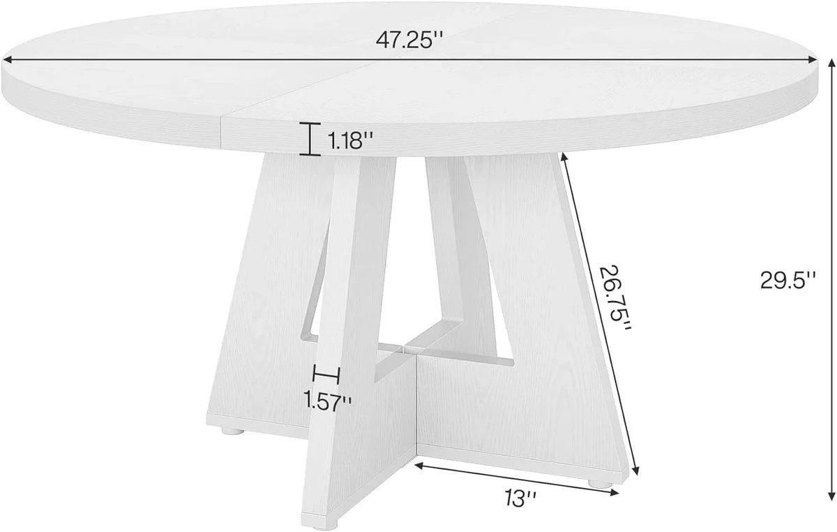 2026 NewTribesigns Round Dining Table for 4, Grey Kitchen Table 47 Inch Farmhouse Wood Kitchen Dinning Table for Kitchen Living Room