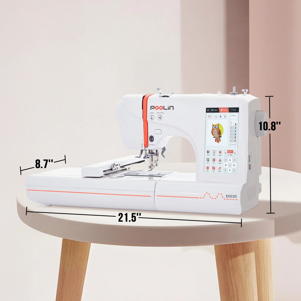 2026 NewPoolin EOC05 Embroidery Machine 4x9.25" Area, 7" Touch Screen with kit