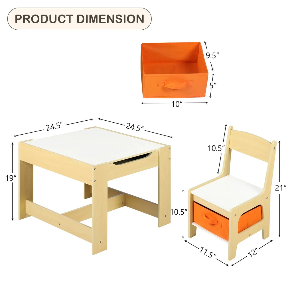 2026 NewLINLUX Kids Table and 2 Chairs Set, Children Activity Table Chairs with Chalkboard/Whiteboard, Grey