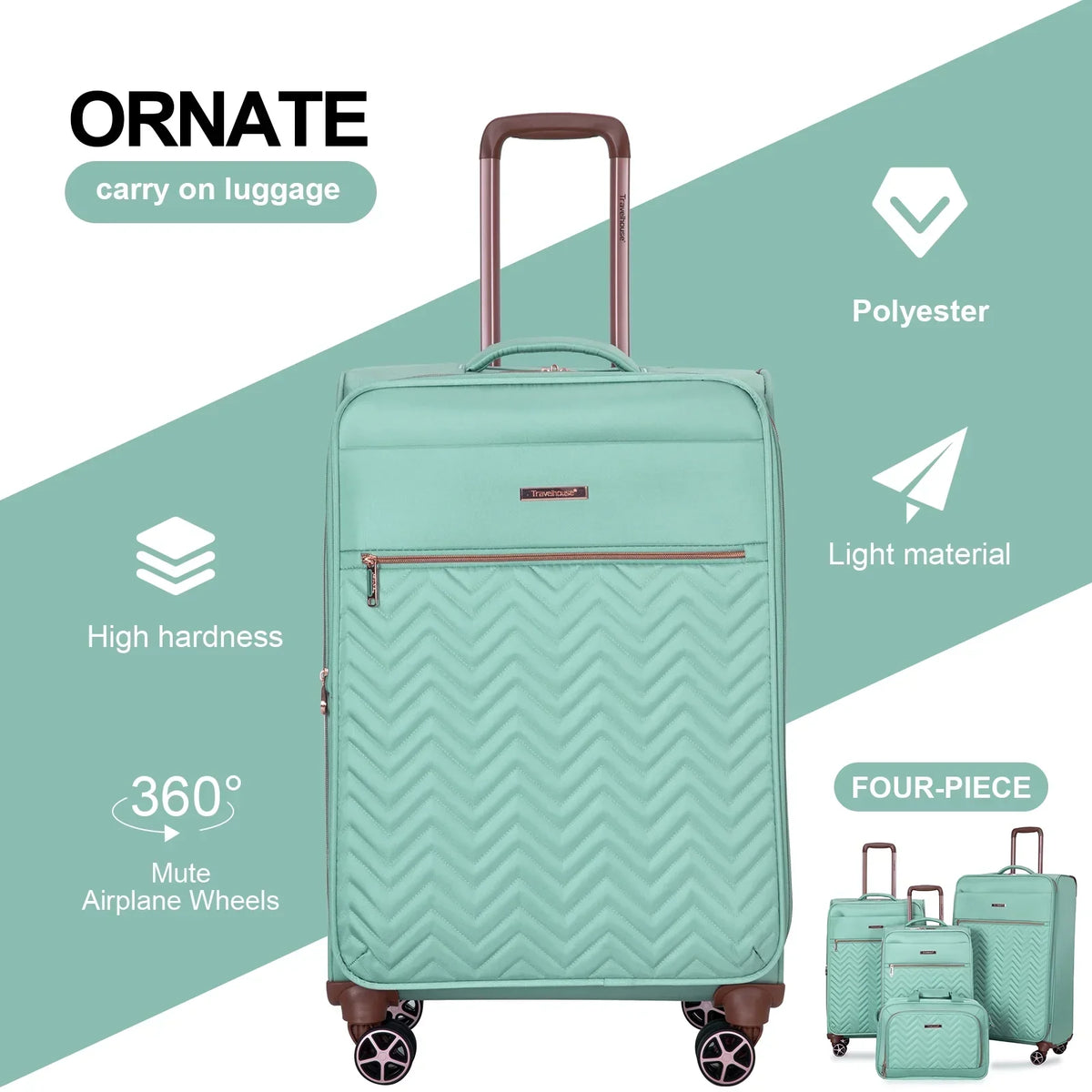 2026 NewTravelhouse 4 Piece Luggage Set Softside Expandable Lightweight Suitcase with Double Spinner Wheels.(Black)