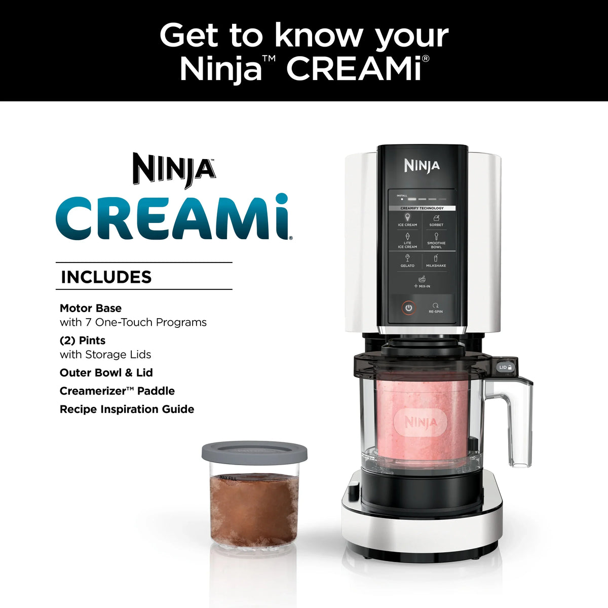 2026 NewNinja. CREAMi., Ice Cream Maker and Frozen Treat Maker with 7 One-Touch Programs, NC300WMWH
