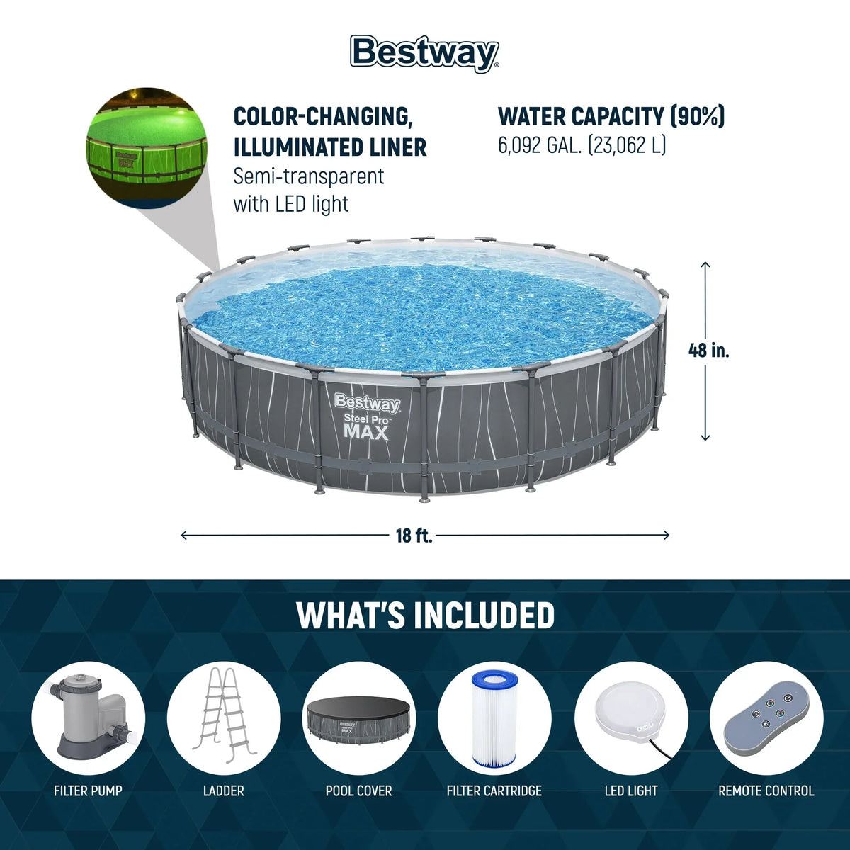 2026 NewBestway Steel Pro MAX 12' x 30" Above Ground Outdoor Swimming Pool Set