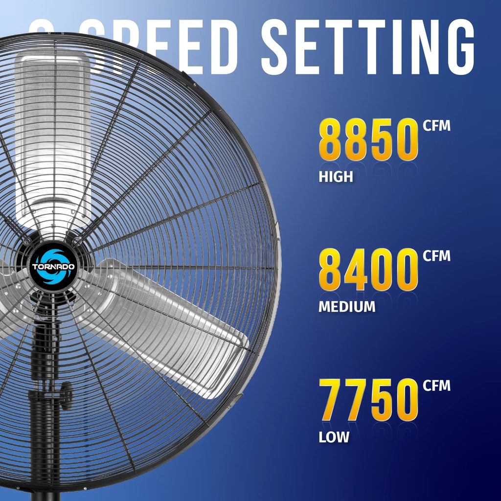 2026 NewTornado - 20 Inch High Velocity Metal Oscillating Pedestal Fan - Commercial, Industrial Use Water-Resistant