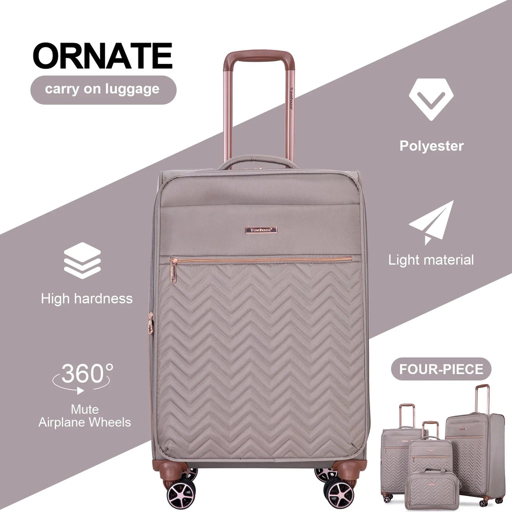2026 NewTravelhouse 4 Piece Luggage Set Softside Expandable Lightweight Suitcase with Double Spinner Wheels.(Black)