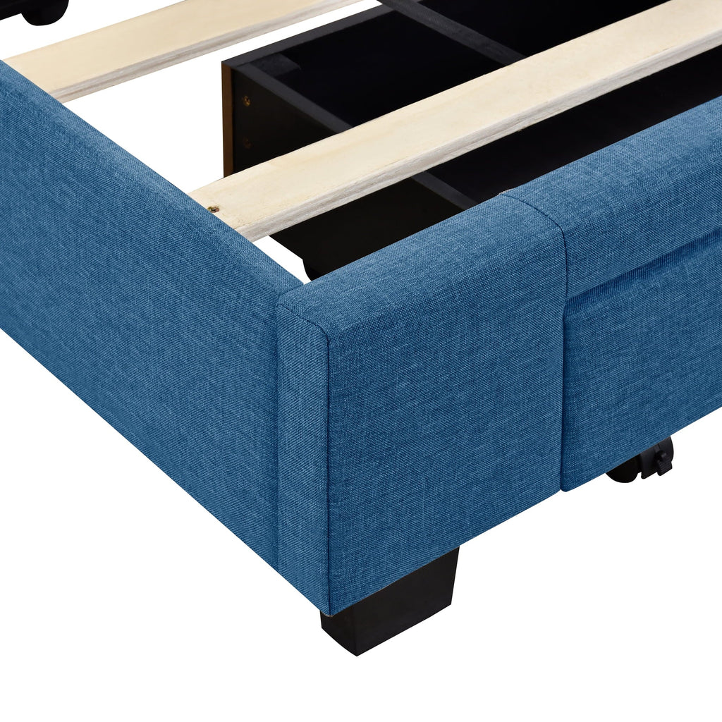 2026 NewSesslife Queen Bed Frame with Storage, New Upgraded Linen Upholstered Platform Bed with 3 Drawers, Queen Size Storage Bed with Headboard and Wooden Slats, No Box Spring Needed, Holds 500lbs, Beige