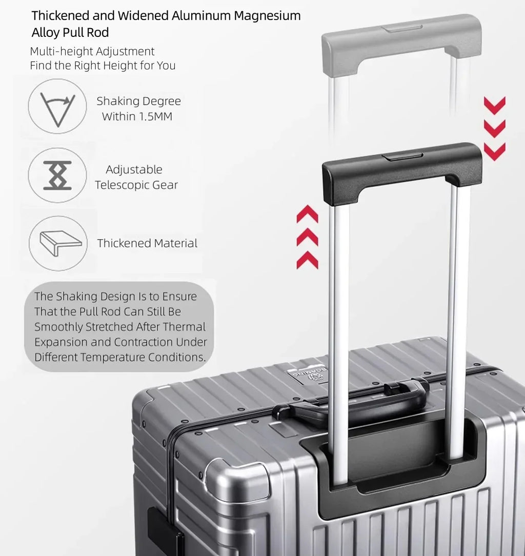 2026 NewAll Aluminum Hardshell Luggage, Airline Approved Zipperless Hardside Carry on Suitcase with Spinner Wheels, Checked Aluminium Luggage Metal Rolling Luggage Case for Travel, Business