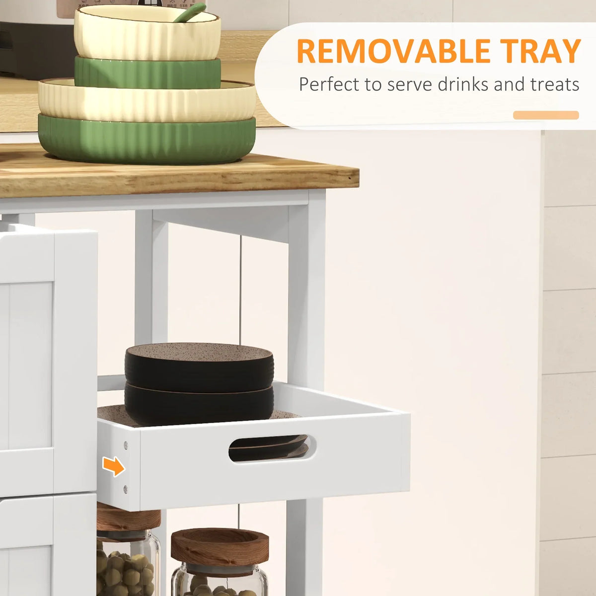 2026 NewHOMCOM Rolling Kitchen Island Cart, Bar Serving Cart, Compact Trolley on Wheels with Wood Top, Shelves & Drawers for Home Dining Area, Grey