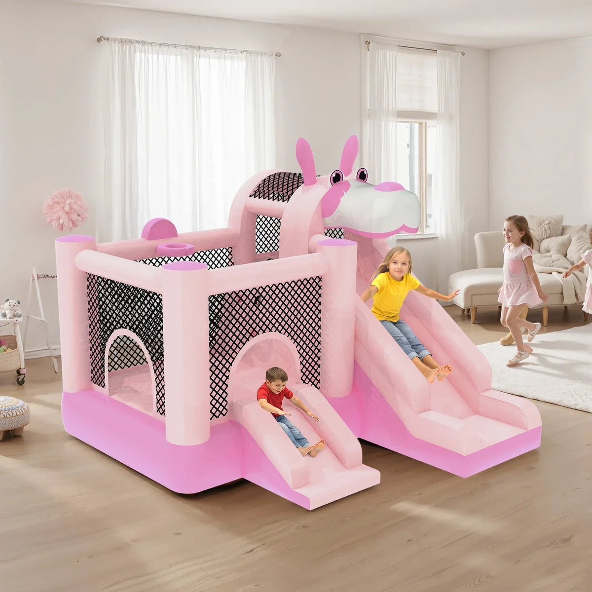 2026 NewMukidy 114''x 114'' x 92.5'' Inflatable Bounce Houses for Kids 3-10 with Blower Double Slide and Ball Pit/Indoor Bouncy House, PVC, Child, Teen, Toddler"Blue