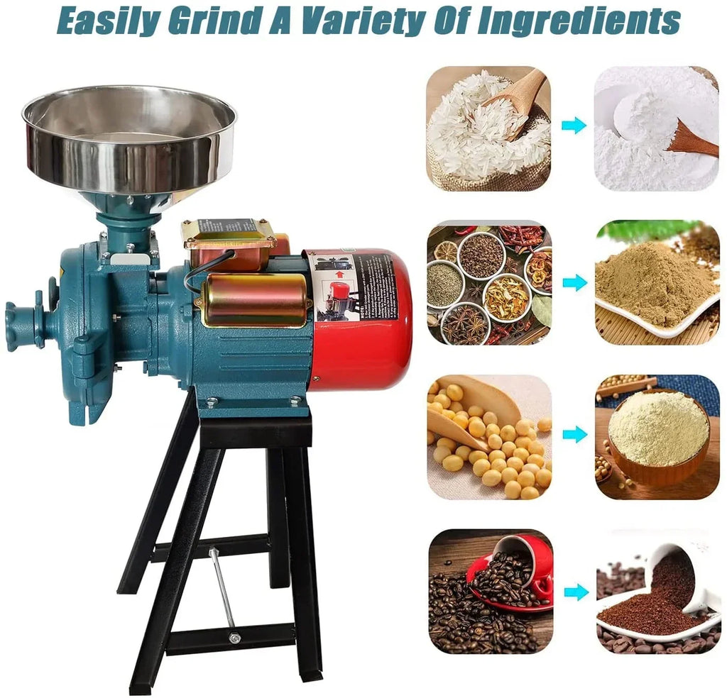2026 NewNAIZEA 3000W Electric Grain Mill, 110V Corn Grinder, Heavy Duty Commercial Feed Mill, Wet Dry Cereals Grinder