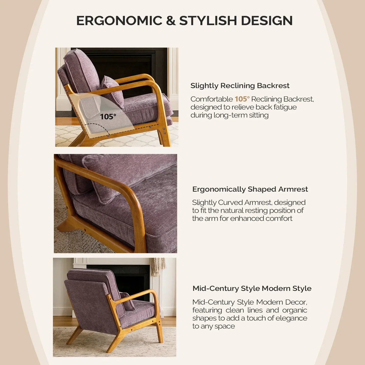 2026 NewKtaxon Accent Chair Corduroy Upholstered Armchair, Reading Club Chair with Pillow and Solid Wood Frame for Living Room Bedroom Furniture Off White