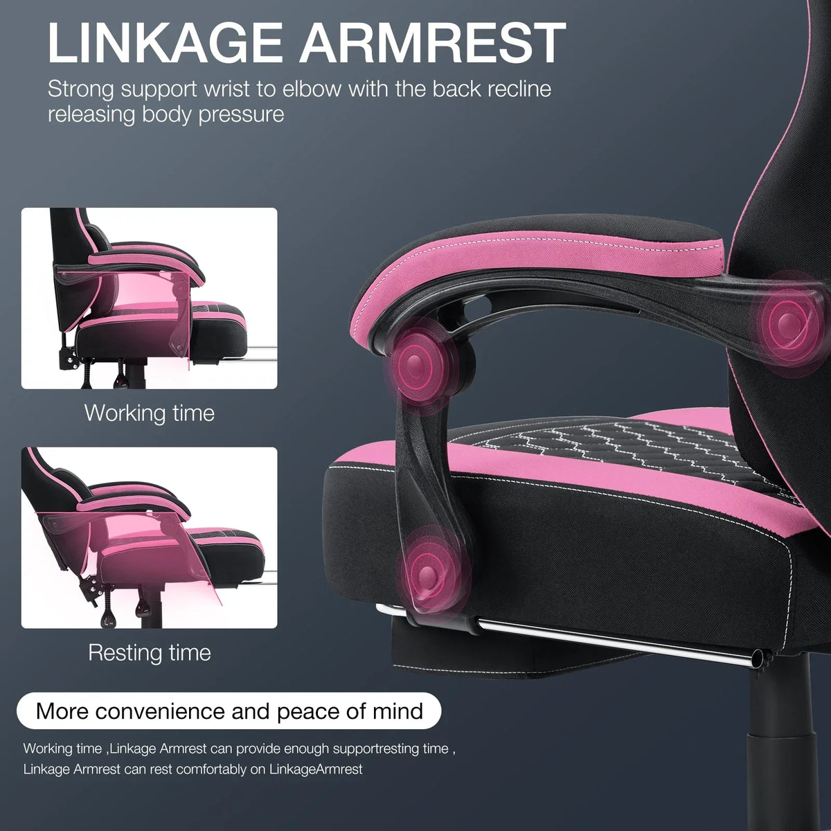 2026 NewHoffree Gaming Chair with Massage Fabric Office Chair with footrest for Adults, Ergonomic Gamer Chair with Headrest and Lumbar Support for Office Gaming, 440 LBS
